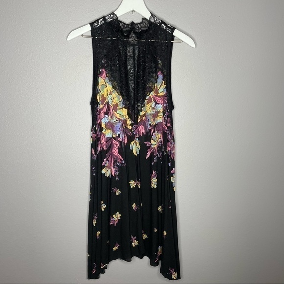 NWT Free People Intimately Onyx Combo Dress, Lightweight With Lace Detail - Picture 3 of 10